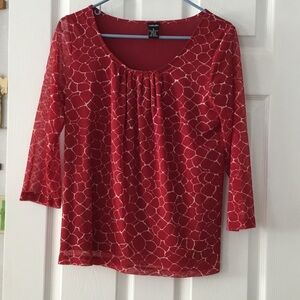 Rafaella Red and White Patterned Blouse